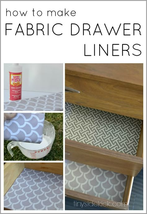 how to line drawers with fabric Lining Drawers With Fabric, Drawer Liners Dresser, Diy Drawer Liners, Lining Dresser Drawers, Lining Drawers, Fabric Stiffener, Lined Drawers, Fabric Dresser, Side Kick