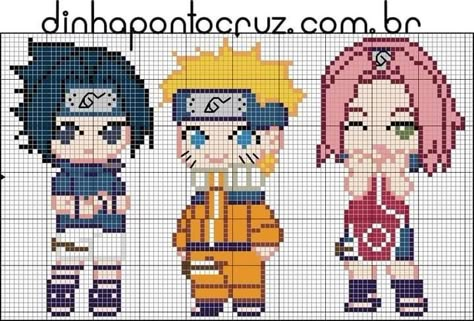 Naruto Cross Stitch, Pixel Art Animals, Kawaii Cross Stitch, Naruto Chibi, Modele Pixel Art, Easy Pixel Art, Pixel Art Templates, Pixel Crochet, Pixel Art Grid