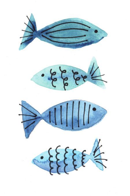 Akvarel Illustration, Watercolor Paintings Easy, Watercolor Inspiration, Monoprint, Fish Art, Watercolor Cards, 그림 그리기, Art Classes, Doodle Art