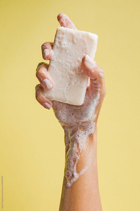 Woman's hand holding a foamy bar of soap in front of a yellow background Soap Photography Products, Soap Photography, Living In Boston, Branding Strategy, Botanical Skincare, Know It All, Hand Holding, Commercial Photographer, Handmade Candles