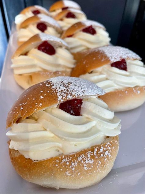 Cream And Jam Donut, Cinnamon Bun Macarons, Devonshire Splits, Newfoundland Tea Buns, Cheesecake Brioche Buns, Jam Donut Babka, Cream Buns, Cream Bun, Cream Puff Recipe