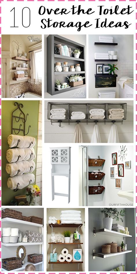 Bathroom Storage: Over the toilet storage ideas! #organization #bathroom #storage Toilet Storage Ideas, Makeover Kamar Mandi, Over The Toilet Storage, Over The Toilet, Diy Bathroom Storage, Bilik Air, Primary Bathroom, Over Toilet, Bad Inspiration