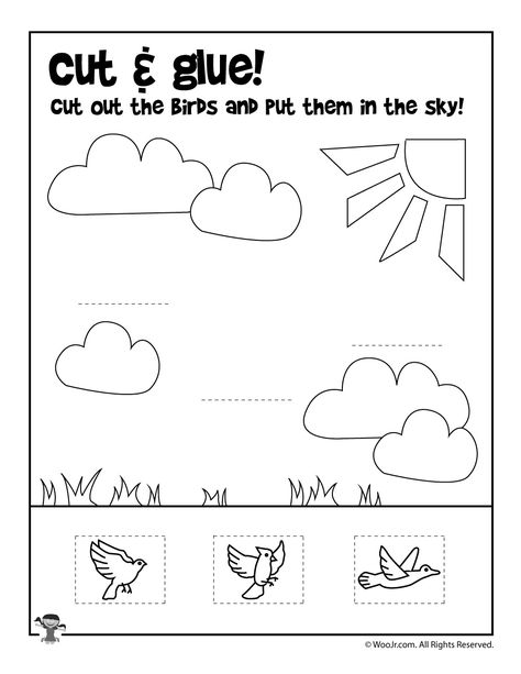 Summer Flying Birds Cut and Color Activity Page | Woo! Jr. Kids Activities Bird Worksheets Preschool, Birds Worksheets Kindergarten, Birds Preschool Activities, Bird Worksheet, Camping Worksheets, Bird Activities, Color Activity, Summer Worksheets, Islamic Kids Activities