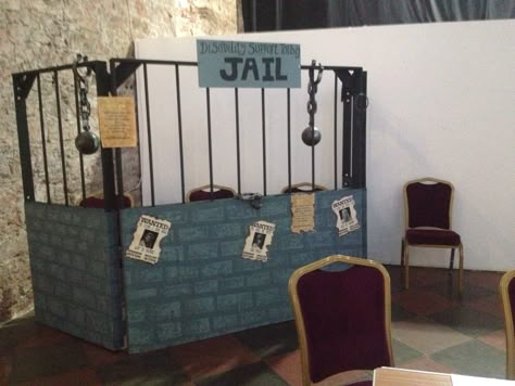 Another picture of jail/prison prop Prison Trunk Or Treat Ideas, Haunted Jail Ideas, How To Make A Jail Cell Prop, Pvc Jail Cell, Cardboard Jail Cell, Western Jail Prop, Prison Break Party, Jail Break Theme, Jail Cell Trunk Or Treat