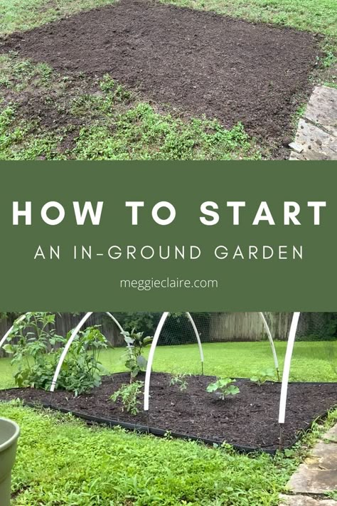 How To Start A New Garden, Veggies Garden Layout, Starting Garden Outdoors, How To Make A Garden In The Ground, Garden Beds Layout Ideas, Garden Design In Ground, Diy In Ground Garden Bed, Easy Beginner Garden Layout, Easy Garden Layout Ideas