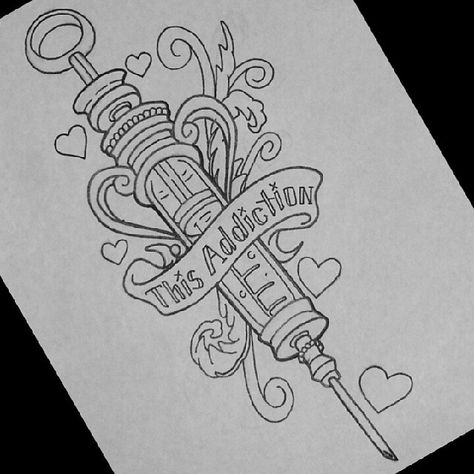 Can’t seem to live without you…#linework #needle #alkalinetrio #thisaddiction #tattoo #victorian #syringe #hearts #love #emo #drug #symbolism #scene #neverkickagain (at Dead Man’s Hand Custom Tattoos & Piercing) Syringe Tattoo Design, Victorian Syringe, Syringe Tattoo, Syringe Art, Syringe Drawing, Needle Drawing, Arte Zombie, Free Adult Coloring Printables, Swear Word Coloring Book