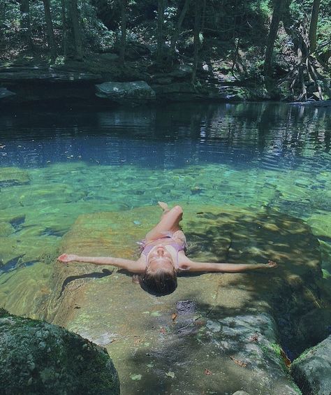 Waterfall Swimming Hole, Creek Swimming Aesthetic, Swimming Hole Aesthetic, Aesthetic Water Pictures, Water Poses, Swimming Nature, Swim Inspiration, Summer Vision, Boho Whimsical