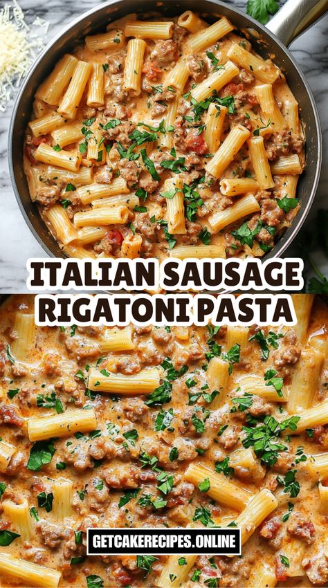 Need a dinner that’s both easy and delicious? This Italian Sausage Rigatoni Pasta combines savory Italian sausage, al dente rigatoni, and a rich tomato sauce for a meal that’s ready in under 30 minutes. Perfect for weeknights or cozy family dinners. Save this pin and make dinner a breeze! 🧄🍅 #ItalianSausage #RigatoniPasta #ComfortFood #EasyMeals #PastaLovers Creamy Italian Sausage Rigatoni, Simple Italian Sausage Recipes, Easy Dinner For Leftovers, Creamy Pasta And Sausage Recipes, Italian Sausage Dishes For Dinner, Ground Italian Sausage Pasta Recipes, Hot Italian Sausage Dinner Ideas, Italian Sausage Rigatoni Pasta, Italian Sausage Rigatoni Recipes