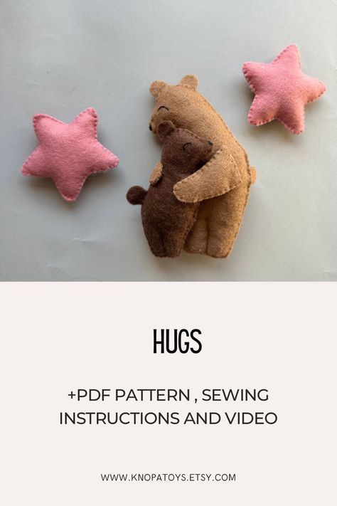 Set of 2PDF patterns. Set includes pattern Bear Mom and little bear, and 3 video stitch that will help beginners learn to sew. #babyornament woodland animals #bear handmade #bear plush gift plush how to sew baby felt bunny animals toys #felt tutorial felt craft pattern cute felt deer pattern #feltsewing for beginners handmade felt garland baby ornament felt cute deer plush gift #sewing stuffed #doll toy funny woodland ornament #feltpattern #knopatoys #feltornaments pattern DIY felt toys mom to be gift easy plushie #feltanimals #miniature #cribmobile baby mobile pattern felt Felt Deer Pattern, Pattern Felt Animals, Felt Moose, Felt Deer, Felt Tutorial, Deer Plush, Felt Toys Diy, Woodland Ornaments, Teddy Bear Ornament