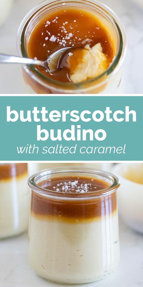 The perfect ending to any meal, this Butterscotch Budino is a creamy Italian pudding that will stick in your memory and leave you craving more! #recipe #budino #dessert Italian Pudding, Butterscotch Budino, Budino Recipe, Gooey Desserts, Dairy Desserts, Butterscotch Pudding, Breakfast Recipes Sweet, Food Innovation, Sweet Recipes Desserts