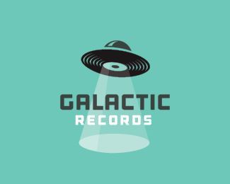 Galactic Records - Logo Design - Logomark, UFO, Vinyl Records, Beam, Space, Green, Black Best Logos Ever, Dj Logo, Inspiration Logo Design, Clever Logo, Graphic Design Blog, Identity Design Logo, Great Logos, Music Logo, Visual Inspiration