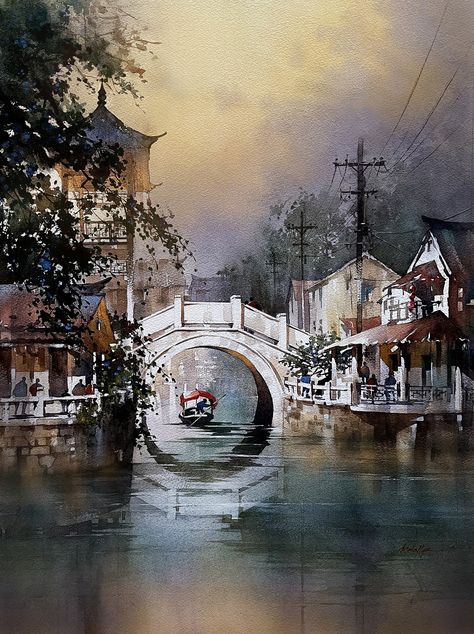 Thomas W Schaller, Thomas Schaller, Canvas Art Projects, Watercolor Architecture, Henri Rousseau, 수채화 그림, Watercolor Landscape Paintings, Watercolor Artists, Watercolor Inspiration