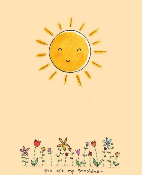 Sunshine Doodle, Sunshine Drawing, Sunshine Illustration, Sunshine Art, Cute Sun, Sun Art, My Sunshine, You Are My Sunshine, Rock Art