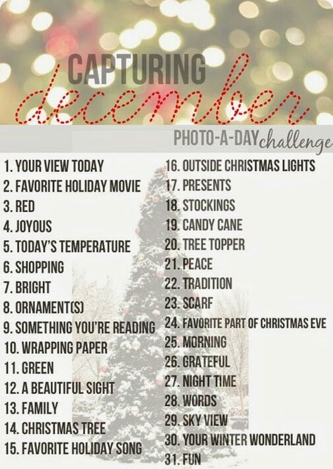 December Instagram, December Photo Challenge, Photo A Day Challenge, Christmas Bucket, Christmas Prep, Photo Prompts, Instagram Challenge, 12 December, Photography Challenge