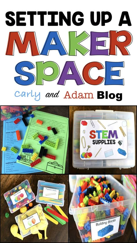 Makerspace Ideas For Kindergarten, Steam Makerspace Ideas, Makers Space Elementary, Makerspace Kindergarten, Maker Space Ideas Elementary, Makerspace Organization, Makerspace Elementary Library, Elementary Makerspace, Stem Classroom Decor