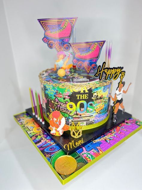 90s Skate Party, 90s Cake Ideas, 90s Birthday Cake, 90s Theme Party Outfit, 90s Birthday, 90s Theme Party, 90s Skate, 90's Birthday Party, 90s Theme