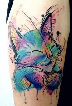 Watercolour Cat Tattoo, Penelope Tattoo, Rebuild Yourself, Feminine Anchor Tattoo, Watercolor Cat Tattoo, Cat And Dog Tattoo, Floral Mandala Tattoo, Witch Tattoo, Harry Potter Tattoos