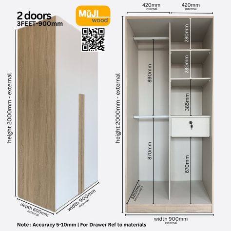 Add a touch of Nordic simplicity to your bedroom with the Müjiwood Solid Plywood Wardrobe. This Scandinavian design wardrobe is a minimalist's dream with its simple, yet stylish, look. * Spacious: With a width of 90/120/150cm, this wardrobe provides ample storage space for your clothes and accessories. * Sturdy: Made from solid plywood materials ensure durability to last you for years. * Functional: Featuring 1 drawer and swing door design, this wardrobe provides easy access to all your belon... Plywood Wardrobe, Cost Of Production, Nordic Furniture, Scandinavian Minimalist, Design Wardrobe, Plywood Furniture, Minimalist Furniture, Scandinavian Furniture, Wardrobe Design