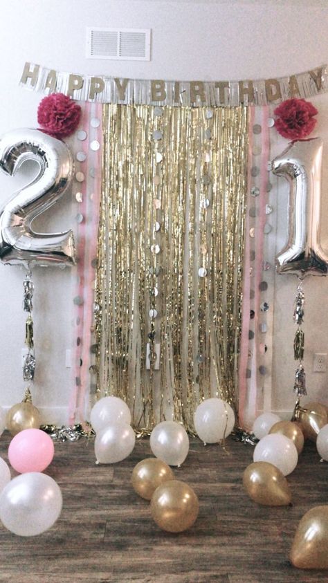 21st birthday backdrop for party 21st Birthday Backdrop, 21 Party, 18th Birthday Decorations, 21st Bday Ideas, 21st Birthday Party, 21st Birthday Decorations, 21st Party, Golden Birthday, Happy 21st Birthday