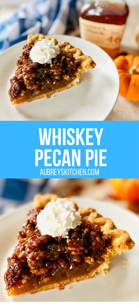 Whiskey bourbon pecan pie with whipped cream. Whiskey Walnut Pie, Whiskey Pecan Pie Recipe, Whisky Pecan Pie, Jack Daniel’s Pecan Pie, Bourbon Pecan Pie Recipe Paula Deen, Buttery Pecan Pie Recipe, Whiskey Food Recipes, Whiskey Recipes Food, Complex Desserts