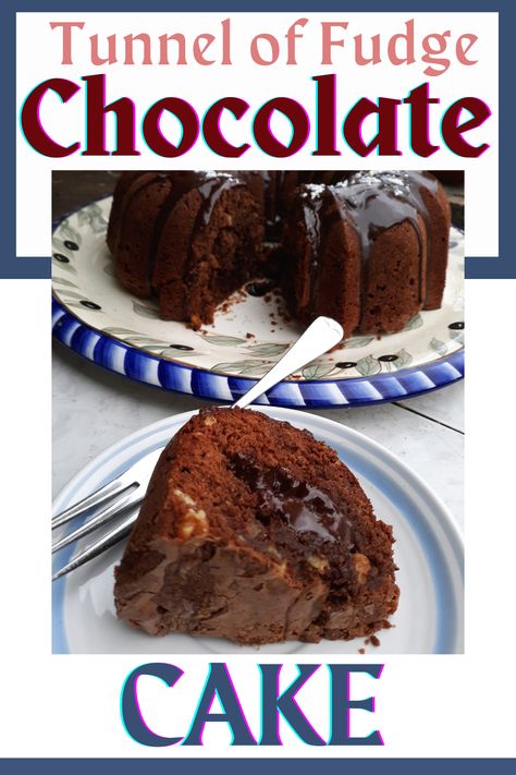 A richly decadent chocolate cake with a tunnel of fudge in the center! A cake worthy of Center Stage! #tunneloffudgechocolatecake #bestchocolatecakerecipe #easytunnel of fudgechocolatecake #richchocolatecakewithfudgycenter #richchocolatecakeforparties #easychocolatecakeforfamily #bestchocolatecakeforentertaining #fudgychocolatecakewithfudgecenter #richestchocolatecake #butterchocolatecake #butterpoundchocolatecake #fudgiestchocolatecake #easyshowstopperchocolatecake #bundtfudgychocolatecake Tunnel Of Fudge Bundt Cake Recipe, Fudge Bundt Cake, Fudge Chocolate Cake, Ingredients For Cake, Tunnel Of Fudge Cake, Mint Chocolate Cake, Fudge Chocolate, Royal Yacht, Pan Cooking