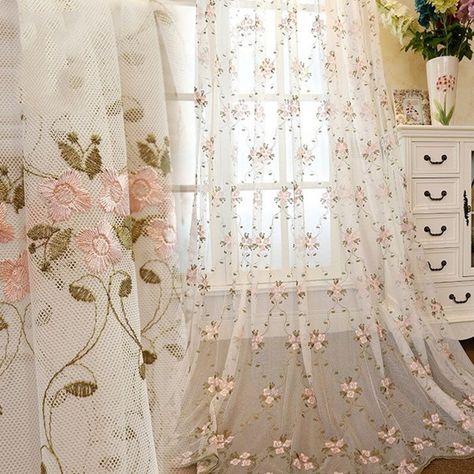 Wedding Drapes, Cute Curtains, Curtain Headings, Flower Curtain, Chic Interior Design, Stylish Curtains, Old Room, Curtains For Living Room, Elegant Embroidery