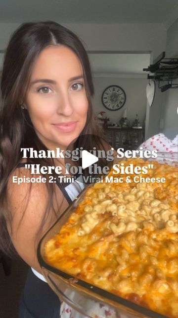 Caterina Cosentino | Easy, Quick & Family Recipes on Instagram: "On episode 2 of my Thanksgiving series “Here for the Sides” I’m making Tini’s @tiniyounger mega viral Mac & cheese! 

1lb cavatappi pasta, cooked
1lb mozzarella cheese, grated
1lb Colby jack cheese, grated
8oz mild cheddar (yellow) cheese, grated
1tsp garlic powder
1tsp paprika
1/2tsp salt
1/2tsp pepper
3tbsp butter
3tbsp flour
1-12oz can evaporated milk
2 cups heavy cream
1tbso dijon mustard 

	1.	Preheat oven to 350 degrees and prepare 9x13 baking dish. Cook pasta until al dente (1-2 minutes less than what packaging says). 
	2.	Grate all cheese and combine into a bowl. Reserve half of the cheese in a separate bowl.
	3.	Combine all spices together in a small bowl. Divide half of the spice blend in a sp=epearate bowl.
	4.	Mel Baked Mac And Cheese With Sausage, Longhorns Mac And Cheese, Tini Mac And Cheese Recipe Baked, Thanksgiving Mac And Cheese, Cavatappi Pasta, Thanksgiving Brunch, Quick Family Meals, Meal Planning Menus, Mac Cheese Recipes