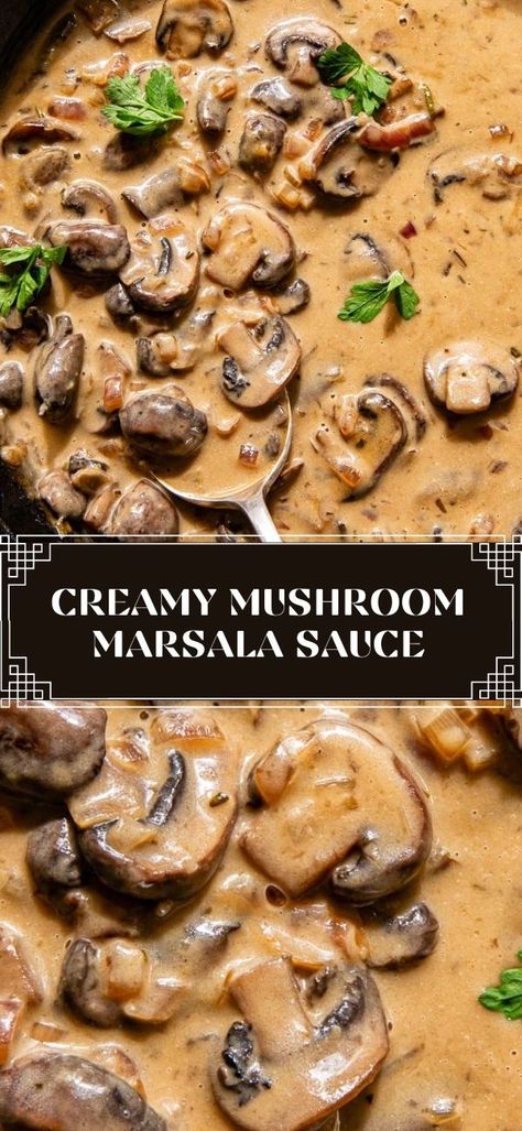 Mushroom Marsala Pasta Bake, Portobello Mushroom Sauce, Mushroom Cream Sauce For Pork Chops, Sauce For Stuffed Mushrooms, Red Wine Mushroom Pasta, Mushroom Ravioli Marsala Sauce, Mushroom Marsala Sauce For Steak, Marsala Pasta Sauce, Creamy Marsala Chicken