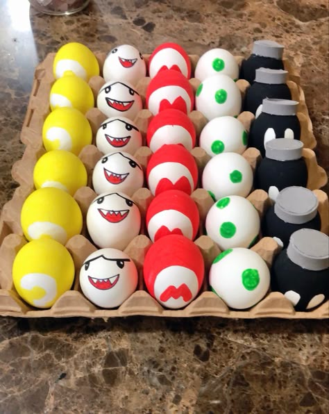 Mario World Party, Super Mario 5th Birthday, Egg Competition Ideas, Easter Egg Competition Ideas, Smash Bros Party, Super Smash Bros Party, Mario Theme Party, Peach Birthday Party, Easter Eggs Ideas