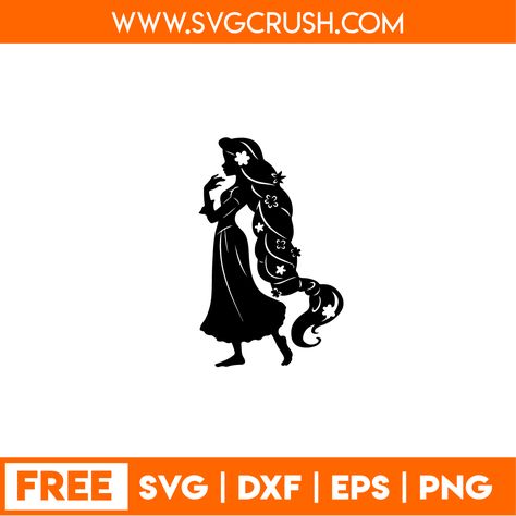 Tangled Cricut Projects, Tangled Svg Free, Rapunzel Svg Free, Disney Princess Svg Free, Princess Svg Free, Free Disney Svg Files For Cricut, Disney Svg Free Files, Rapunzel Silhouette, Tangled Svg