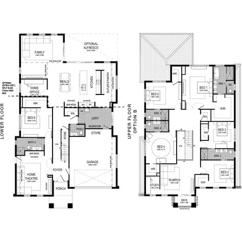 Sorrento 418 Home Design | 6 Bed, 2 Storey Home | Montgomery Homes Montgomery Homes, Two Storey House Plans, Bar Nook, Two Storey House, Storey Homes, Butler's Pantry, Decks And Porches, Office Max, Bed 2