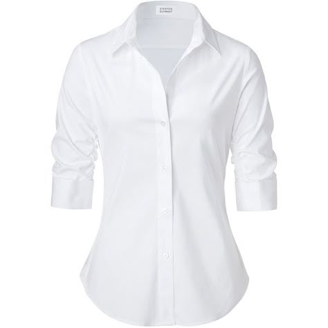 STEFFEN SCHRAUT White Valencia Fancy Blouse Dressy White Blouses, Fitted Button Up Shirt, Collared Shirt Outfits, White Blouse Women, Cropped White Shirt, White Collared Blouse, White Shirt Blouse, White Collared Shirt, Fancy Blouse