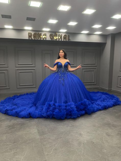 **Royal Sapphire: Majestic Blue Quinceañera Dress** Make your Quinceañera celebration a regal affair with this breathtaking sapphire blue gown. Designed for the young woman who wants to make a lasting impression, this dress combines classic Quinceañera elegance with a strikingly bold color that will leave everyone in awe. **Features - **Stunning Silhouette This full ball gown features layers of shimmering tulle that create a voluminous, flowing skirt, making you the center of attention as you gl Blue Bridal Gown, Quinceanera Blue, Royal Blue Ball Gown, Blue Quinceanera Dress, Royal Blue Quinceanera Dresses, Blue Quinceanera Dresses, Royal Blue Quinceanera, Blue Quinceanera, Charro Quinceanera Dresses