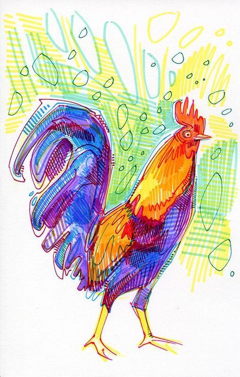 Gwenn Seemel, Rooster Drawing, Stylo Art, Rooster Illustration, Art Mignon, Sharpie Art, Ink Drawings, Arte Sketchbook, Art Et Illustration