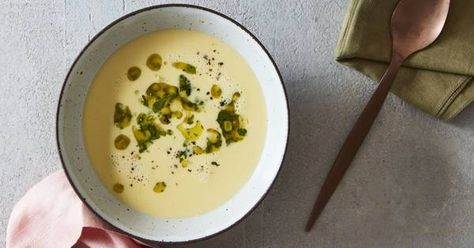 Ready in minutes, this velvety soup from chef Günter Seeger comes with a dollop of bright relish made with cilantro, jalapeño and yet more sweet summer corn. Lipton Onion Soup Recipes, Summer Corn Soup, Vichyssoise Recipe, French Recipes Authentic, French Soup, French Dessert Recipes, Corn Relish, Onion Soup Recipes, Pumpkin Soup Recipe