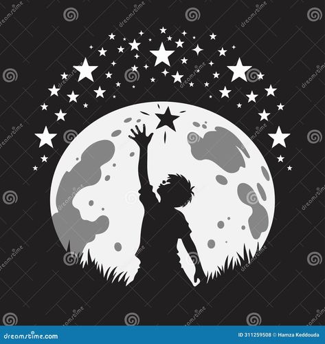 A child reaching the stars logo Reach The Stars Illustration, Reaching The Stars, Stars Logo, Sky People, Star Logo Design, Star Silhouette, Star Light Star Bright, Abstract Animal Art, Star Illustration