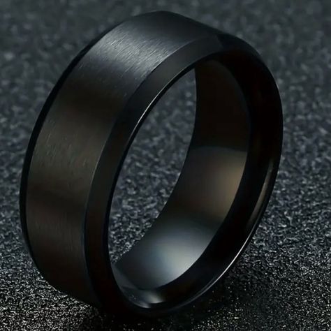 Men’s Black Plated Stainless Steel Matte 8mm Size 10 New! Skull Bracelet Men, Stone Rings For Men, Gothic Wedding Rings, Silicone Wedding Band, Black Stone Ring, Black Engagement Ring, Black Tungsten Rings, Black Wedding Band, Titanium Wedding Rings