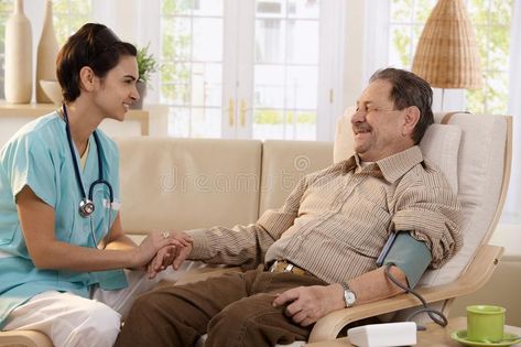 Nurse measuring blood pressure. Of senior man at home. Smiling to each other , #Ad, #blood, #pressure, #Nurse, #measuring, #home #ad Home Nursing Services, Health Marketing, Home Care Agency, Health Care Services, Nursing Care, Home Health Care, Doctor Visit, Elderly Care, Medical Services