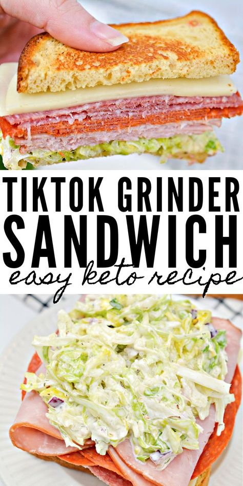 Keto TikTok Grinder Sandwich - Just like the viral videos, these keto TikTok grinder sandwiches are super-tasty and are ready in just 15 minutes. #keto #Ketorecipes #ketodiet #Ketogrindersandwich #grindersalad #ketotiktok #tiktokgrindersandwich #lunch #food #recipes Keto Sandwiches Ideas, Keto Grinder Salad Sandwich, Keto Sandwich Wraps, Low Carb Grinder Sandwich, Healthy Grinder Sandwich, Low Carb Sandwiches Wraps, Viral Sandwich Recipe, Low Carb Chicken Sandwich, Keto Grinder Sandwich