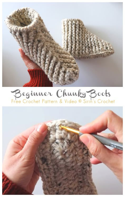 Free Crochet Boots Pattern, Crochet Slippers Chunky Yarn Free Pattern, Crochet House Boots, Crochet Boots Free Pattern Women, Slipper Boots Crochet Pattern Free, Crochet Adult Booties Free Pattern, Booties Crochet Free Pattern, Chunky Crochet Slippers Free Pattern, Crochet Boot Slippers Free Pattern