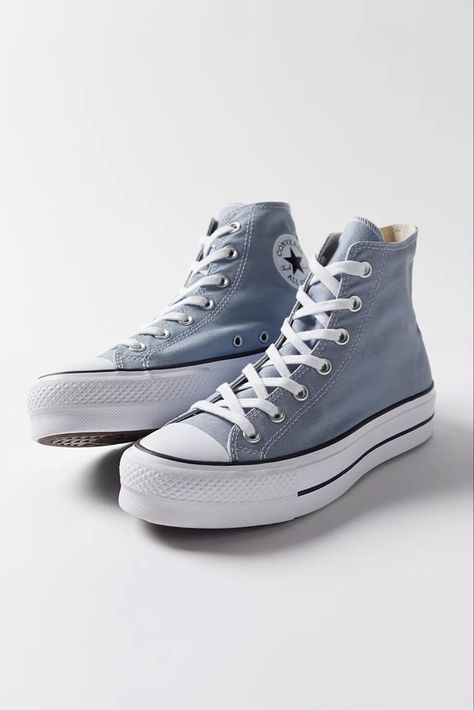 Hightop Platform Converse, 90s Girl Bands, Converse Heels, Uptown Cheapskate, Platform Chucks, Cute Converse, Converse Platform, Blue Converse, Preppy Shoes