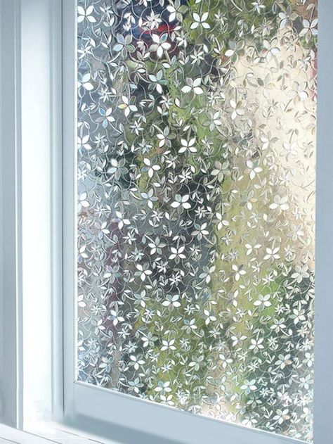 Window Stickers Privacy, Adhesive Window Film, Door Window Covering, Frosted Window Film, Door Coverings, Designer Glass, Home Must Haves, Frosted Windows, Flower Window