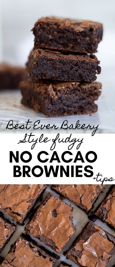 Ever wonder how bakeries get their brownies so fudgy and delicious? and without even using a drop of cocoa powder?! Well, you are in luck because today I am going to spill the tea on all the little secrets that you need to know to make the best bakery worthy gooey dark chocolate brownies!  #brownies #nococoapowder #nocacaopowder #brownierecipe #brownietips #bakeryrecipe #fallbaking #chocolate #ghirardelli How To Make Brownies Without Cocoa Powder, Homemade Brownies Without Cocoa Powder, No Cocoa Powder Brownies, Brownie Recipe No Cocoa Powder, Brownie Without Cocoa Powder, Brownie Recipe Without Cocoa Powder, Brownies No Cocoa Powder, Chocolate Cake Without Cocoa Powder, Brownies Without Cocoa Powder