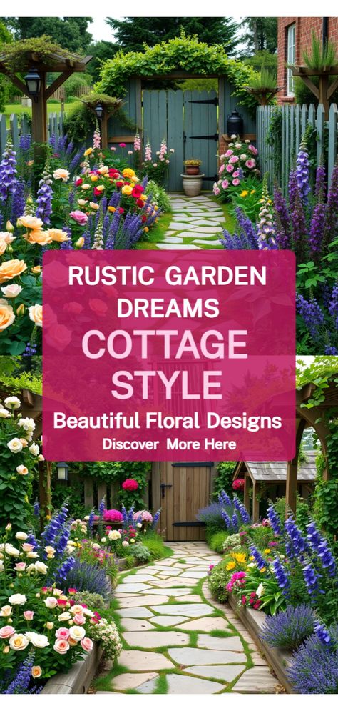 Cottage garden ideas Cottage Core Yard, Wildflower Front Yard, Wildflower Garden Ideas, Cottage Garden Plan, Wildflower Gardens, Cottage Garden Borders, Cottage Garden Roses, Cottage Garden Sheds, Garden Themes