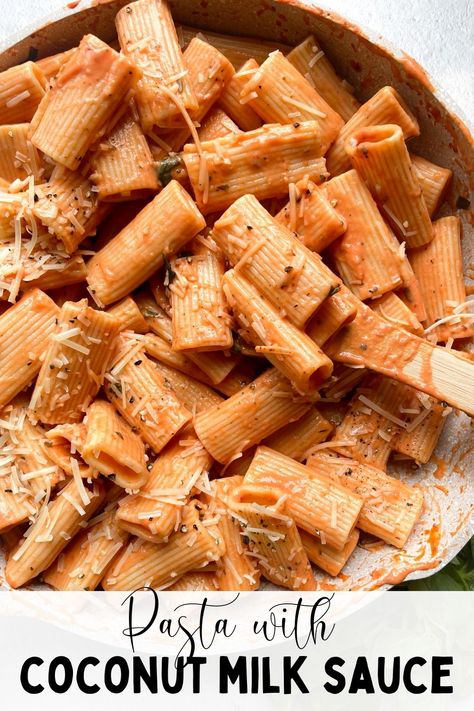 Pasta Using Coconut Milk, Pasta Coconut Milk Recipe, Tomato Coconut Milk Pasta Sauce, Coconut Pasta Recipes, Pasta With Coconut Milk Sauce, Coconut Milk Spaghetti Sauce, Coconut Milk Pasta Recipes, Pasta With Coconut Cream, Coconut Cream Pasta Sauce