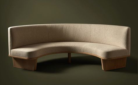 Curved Banquette Seating, Curved Banquette, Handcrafted Furniture, Banquette Seating, Warm Tone, Restaurant Interior Design, House Furniture, Hand Crafted Furniture, Restaurant Interior