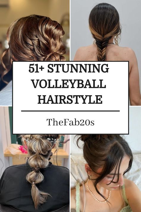 Discover over 51 volleyball hairstyles perfect for any player looking to combine style with performance on the court. From sleek ponytails to secure braids, find the best hairdos that keep you focused and fabulous during every game. Ideal for athletes of all levels! Hair Styles For Athletes, Volleyball Hair Styles For Short Hair, Hair For Volleyball Games, Vollyball Girls Hairstyles, Hairstyle Volleyball, Game Day Hair Volleyball, Tournament Hair Volleyball, Cute Volleyball Hairstyles, 70 Hairstyles