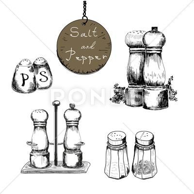 Cooking Icon, Art Sketches Doodles, No Salt Recipes, Object Drawing, Sky Design, Salt And Pepper Set, Logo Food, Drawing Set, Sweet Nothings