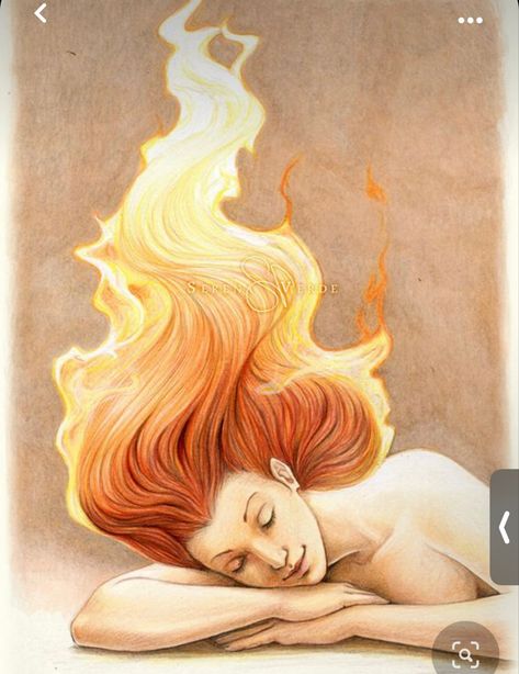 Painting Fire, Fire Fairy, Fire Drawing, Fire Hair, Fire Tattoo, Fire Art, People Illustration, Coloured Pencils, Art Plastique