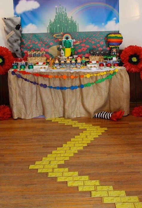 Amazing dessert table at a Wizard of Oz baby shower! See more party planning ideas at CatchMyParty.com! Wizard Of Oz Decor, Wizard Party, Birthday Table Decorations, Shower Desserts, Birthday Party Invitation Templates, Birthday Table, Trunk Or Treat, Party Invite Template, Wizard Of Oz